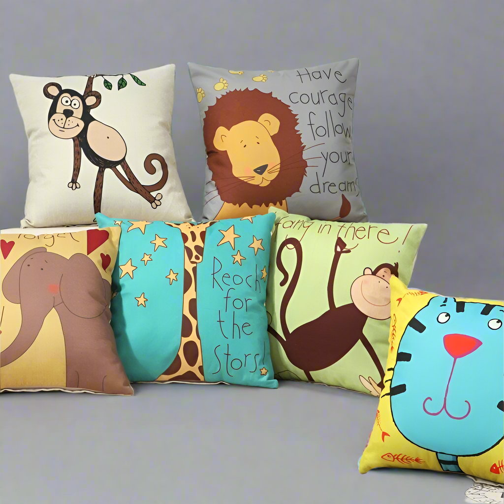 Cute Animals Cushion Covers (Pack of 6)