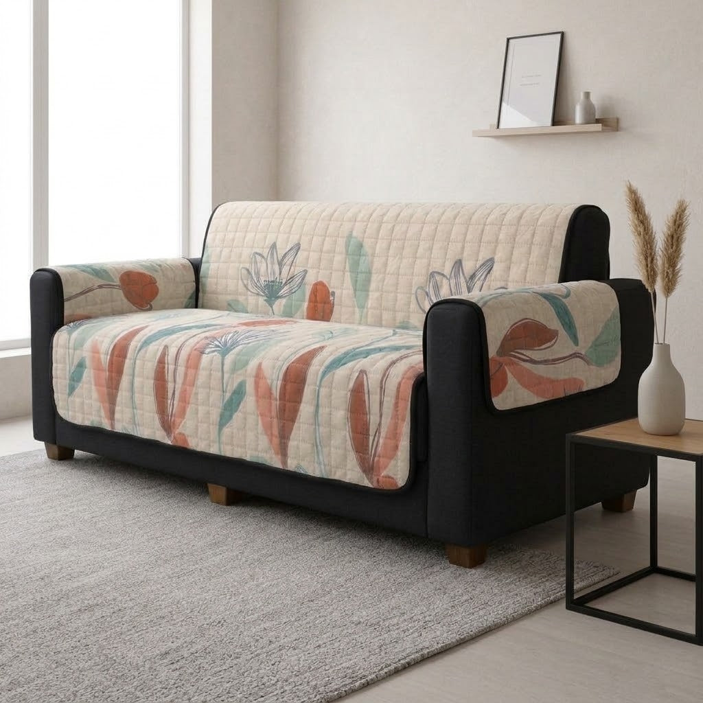 Dual Bloom Quilted Sofa Cover