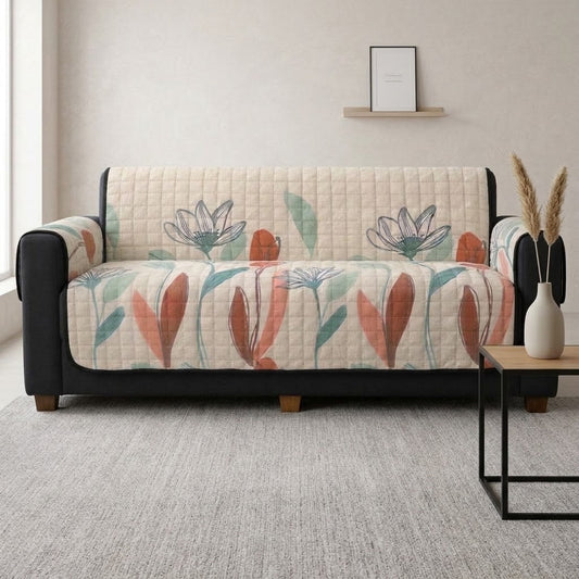 Dual Bloom Quilted Sofa Cover