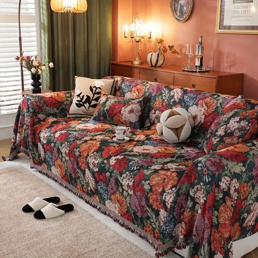 Floral Red Flower Sofa Cover