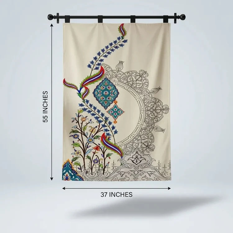 Traditional Turkish Ebruli Floral Wall Hanging Tapestry