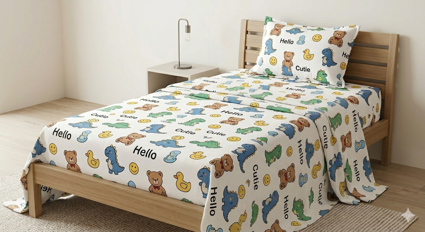 Cute Animal Kids Single Bed Sheet