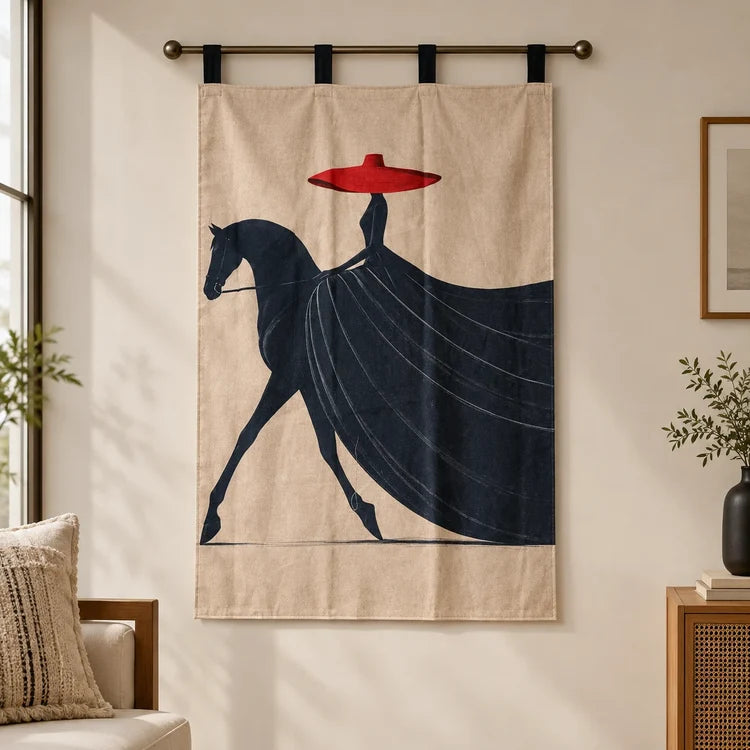 Minimalist Black Horse Wall Hanging Tapestry