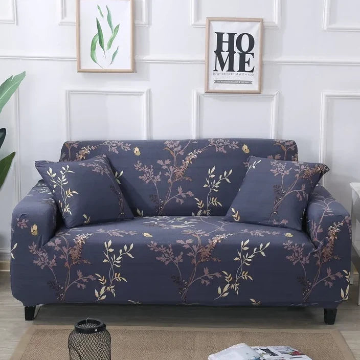 Vintage Blue Floral Fitted Sofa Cover