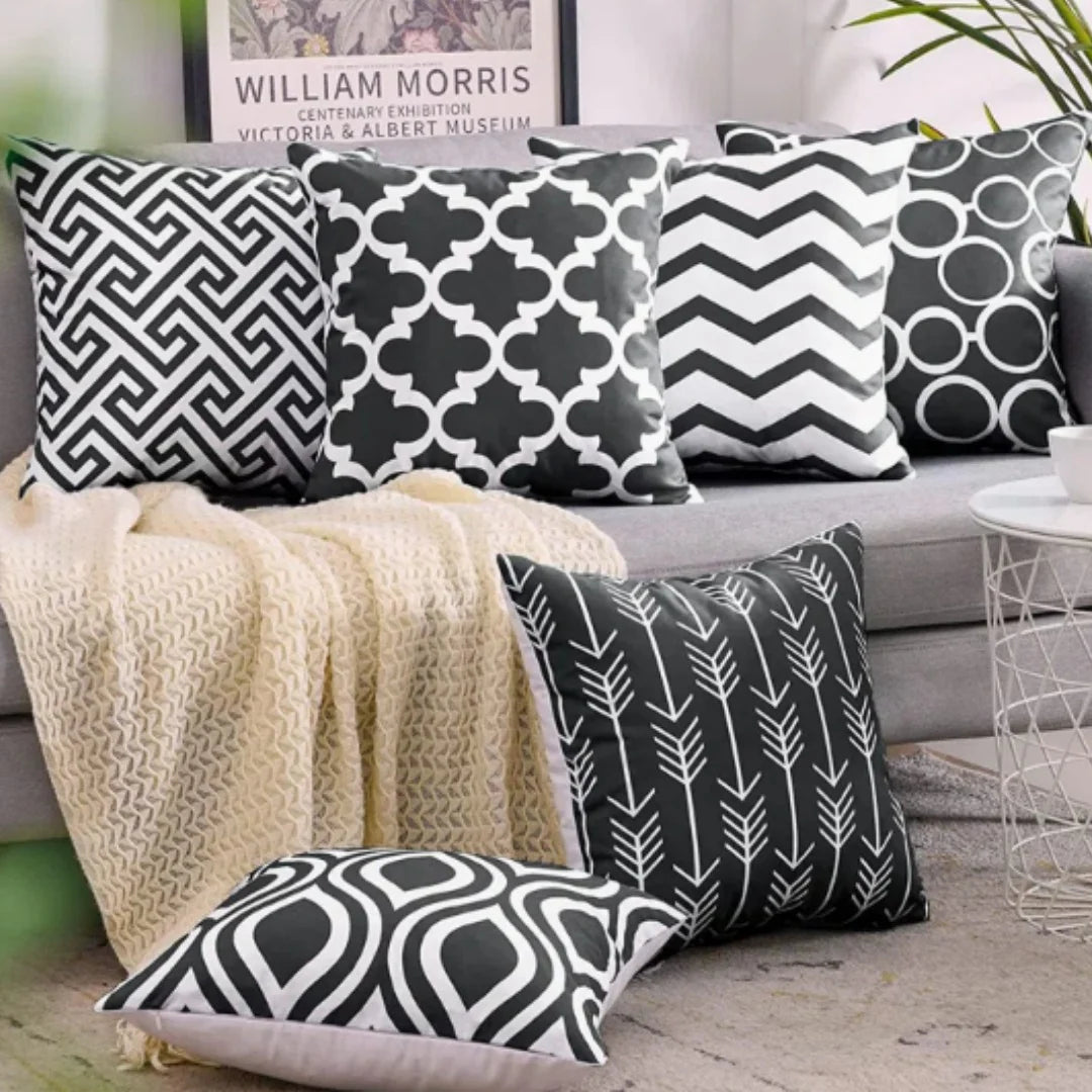 Geometric Canvas Indoor Pack of 6 (Black)
