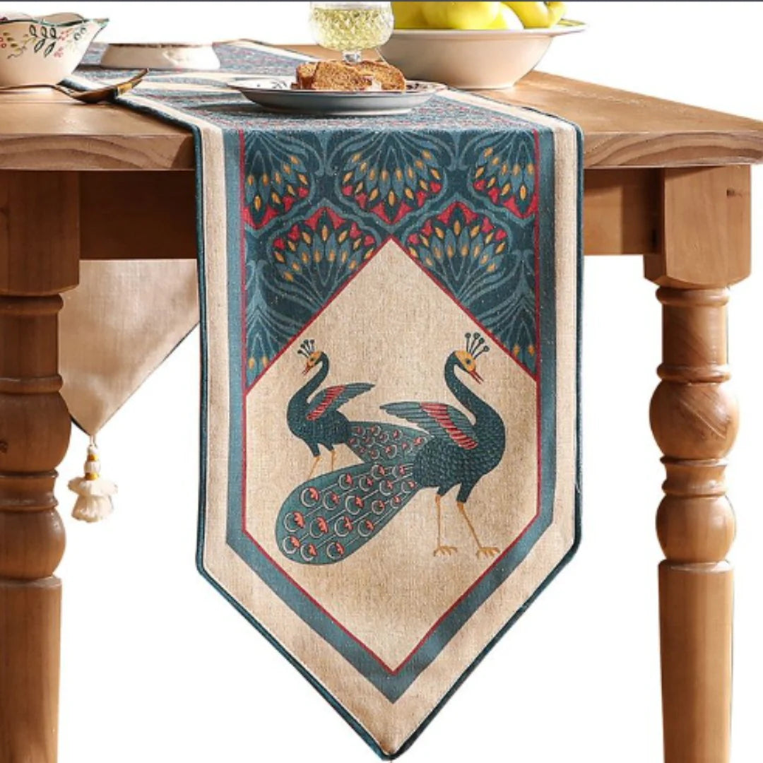 Royal Peacock Symphony Table Runner