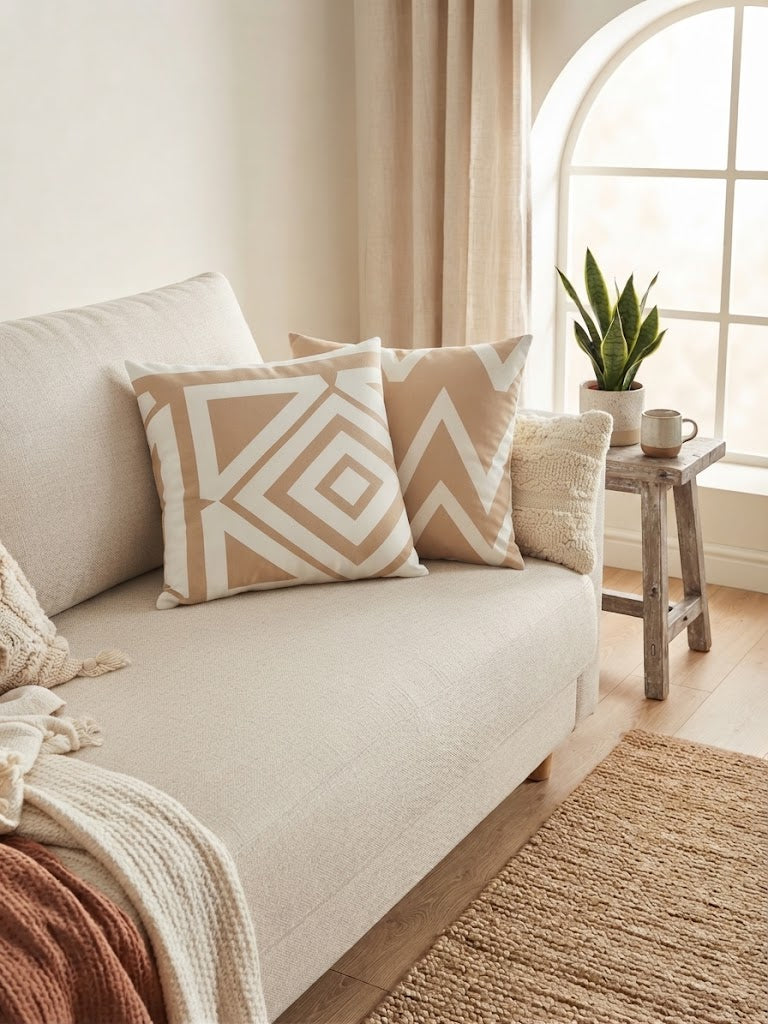 Boho Beige Cushion Cover Pack of 2