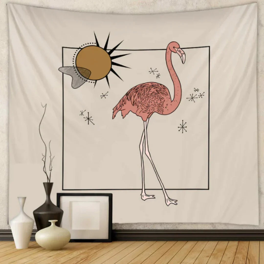 Atomic Flamingo Wall Hanging Tapestry
