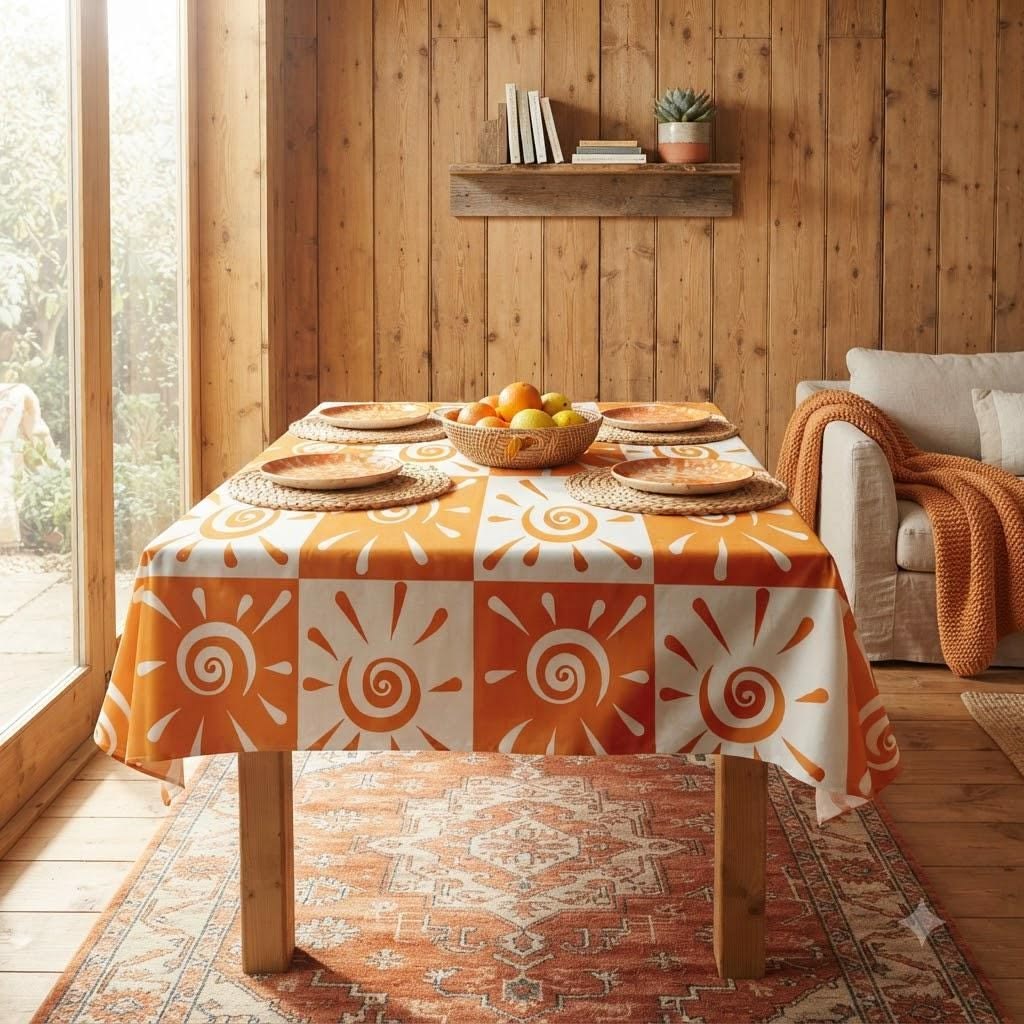 Warm Sun Geometric Table Cover