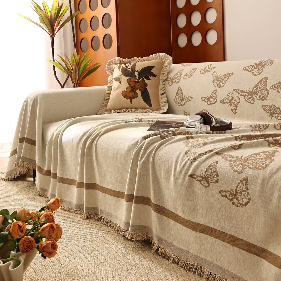 Beige Butterfly Sofa Cover