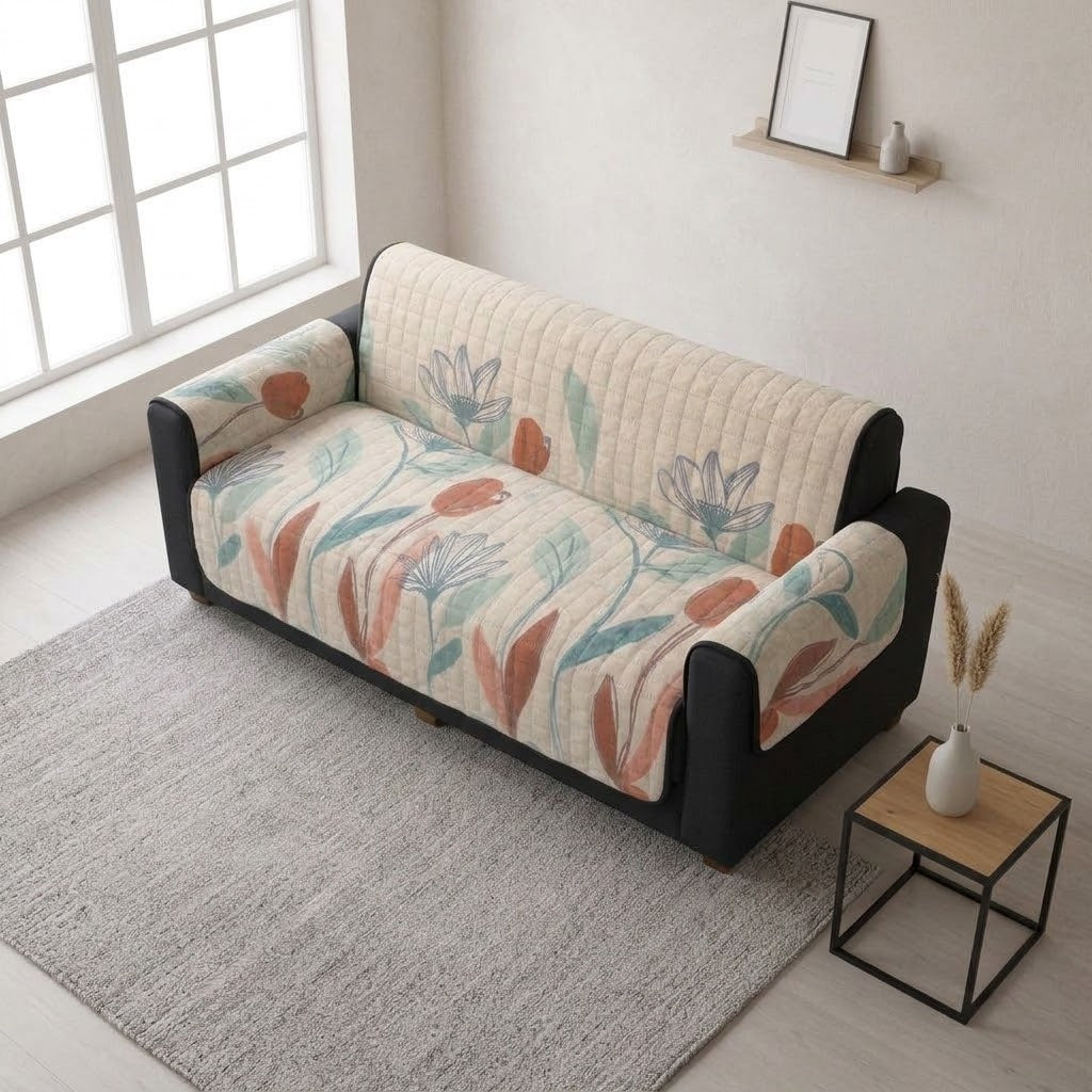 Dual Bloom Quilted Sofa Cover