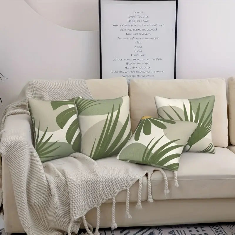 Forest Green Leaves Cushion Covers (Pack of 4)