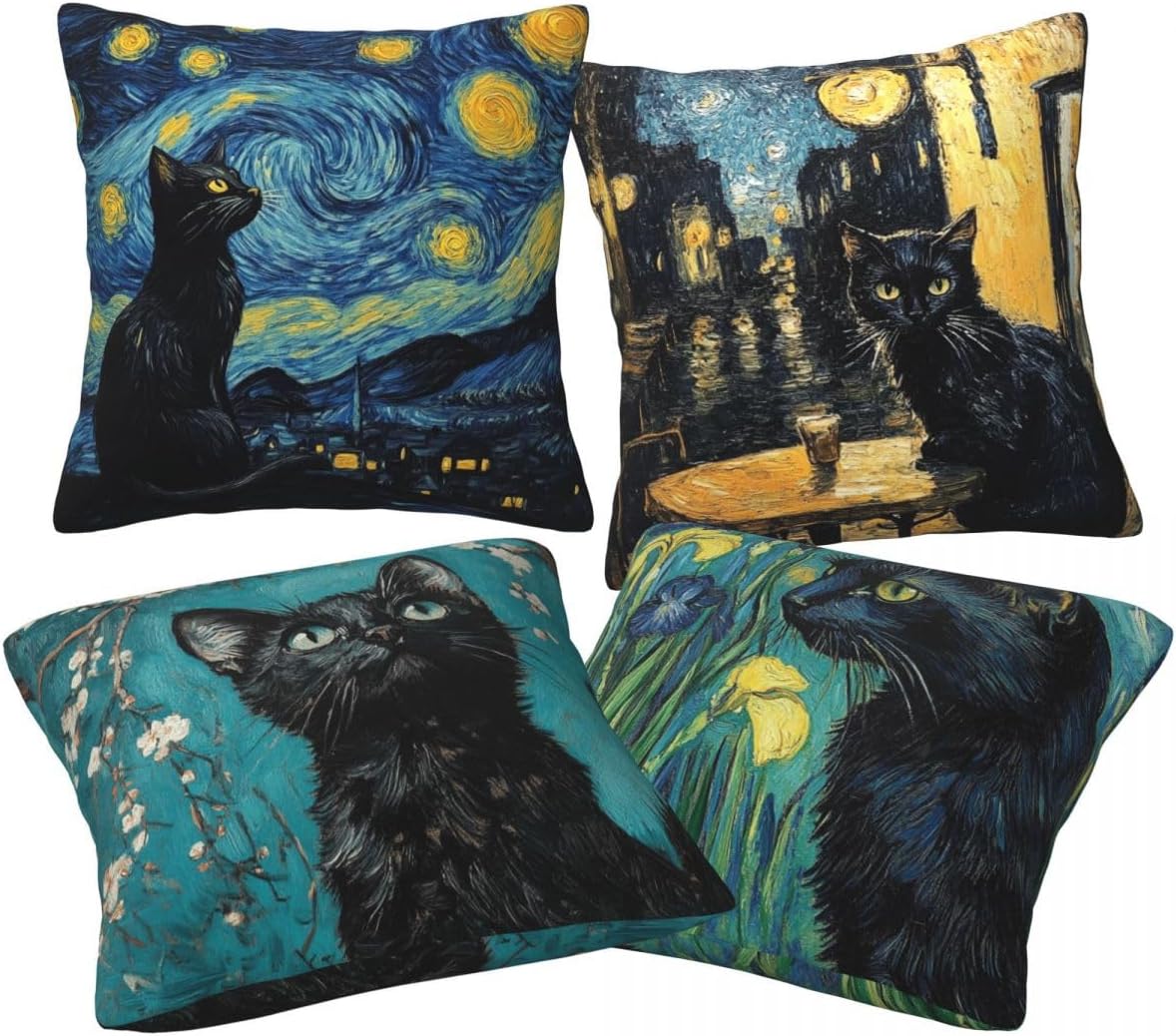 Night Cat Cushion Cover Pack of 4