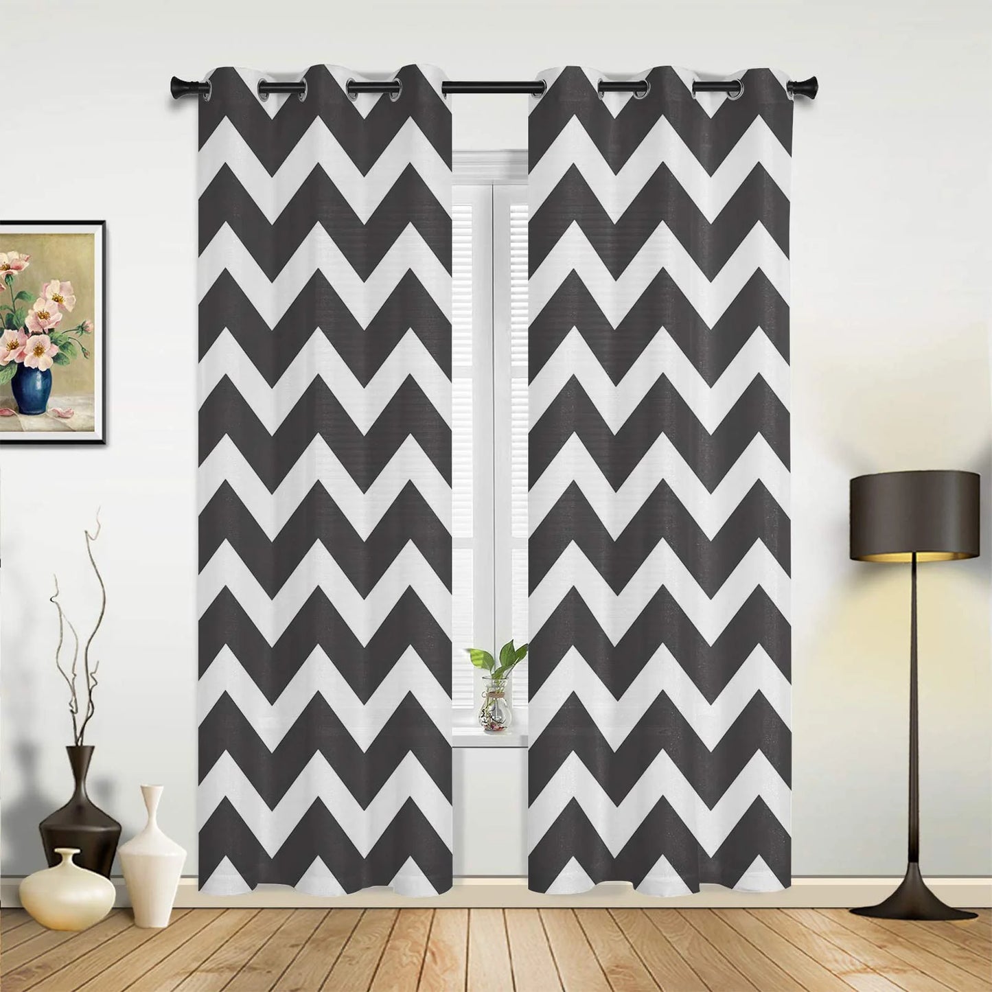 Ripple Pattern Curtains with Stainless Steel Eyelets (Pack of 2)