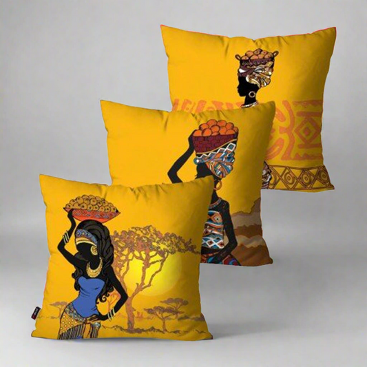 Yellow African Decorative Cushion Covers