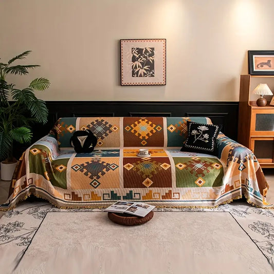Rustic Geometry Sofa Cover