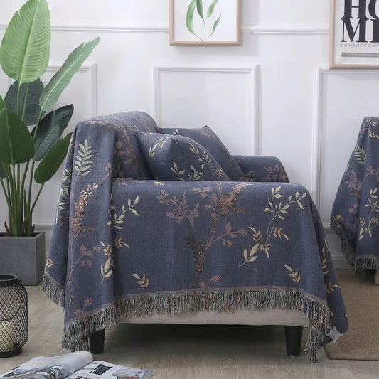 Vintage Blue Floral Sofa Cover