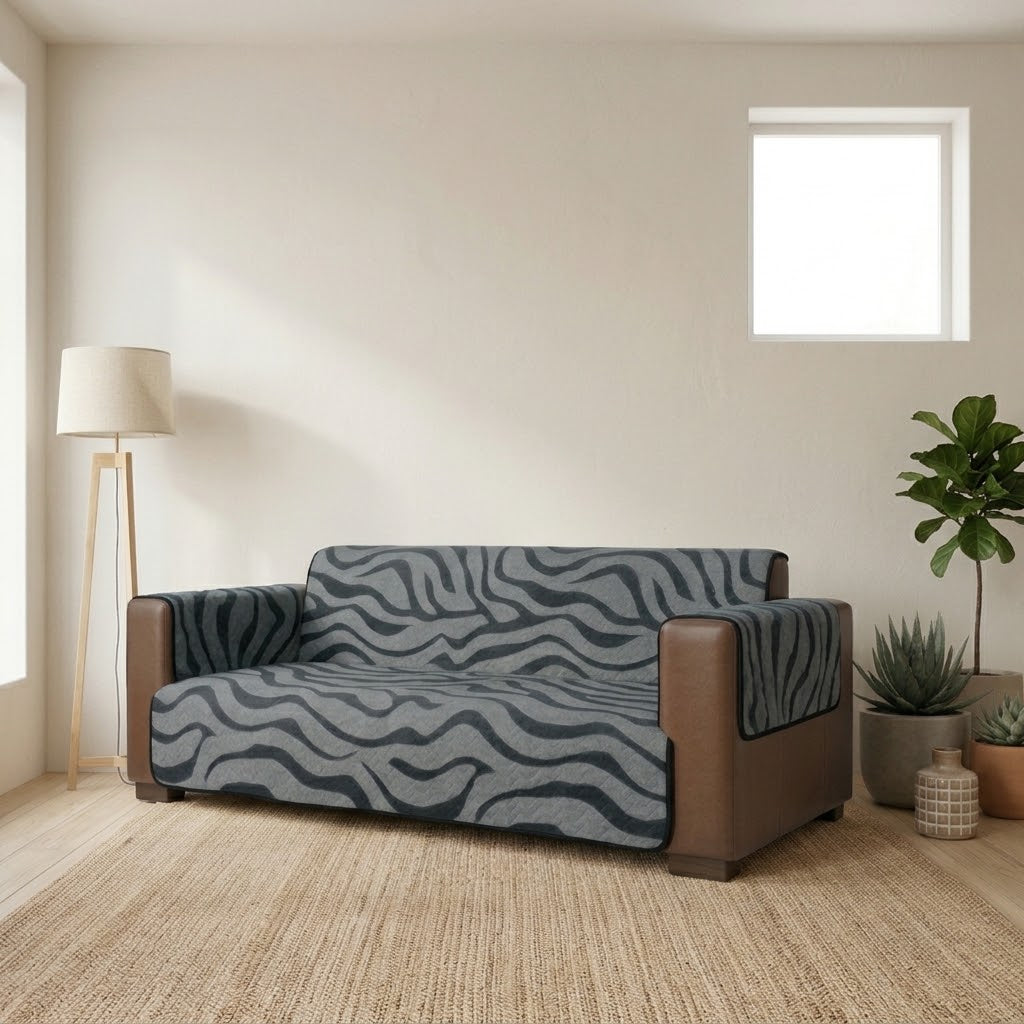 Zebra Stripped Quilted Sofa Cover