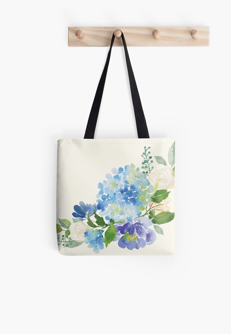 Blue Watercolor Hydrangea Tote Bag