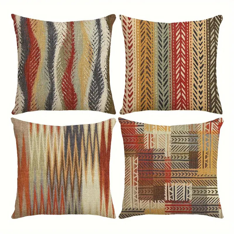 Boho Style Throw Pillow Covers (Pack of 4)