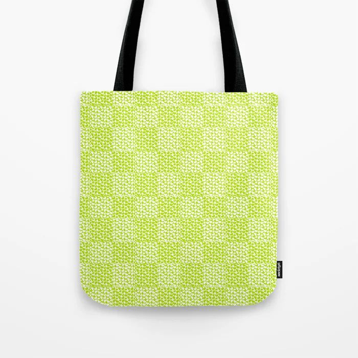 Checkered lime green Tote Bag