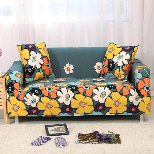 Colorful Hippie Flower Fitted Sofa Cover
