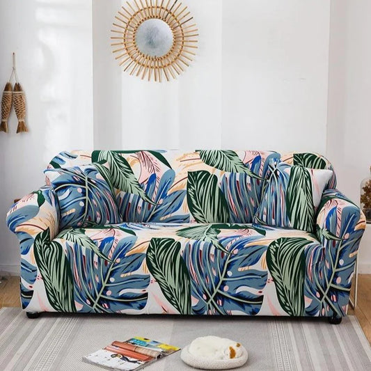 Colorful Tropical Palm Fitted Sofa Cover