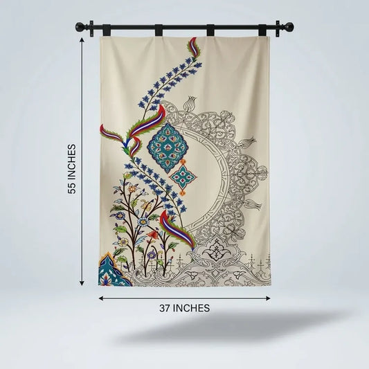 Traditional Turkish Ebruli Floral Wall Hanging Tapestry