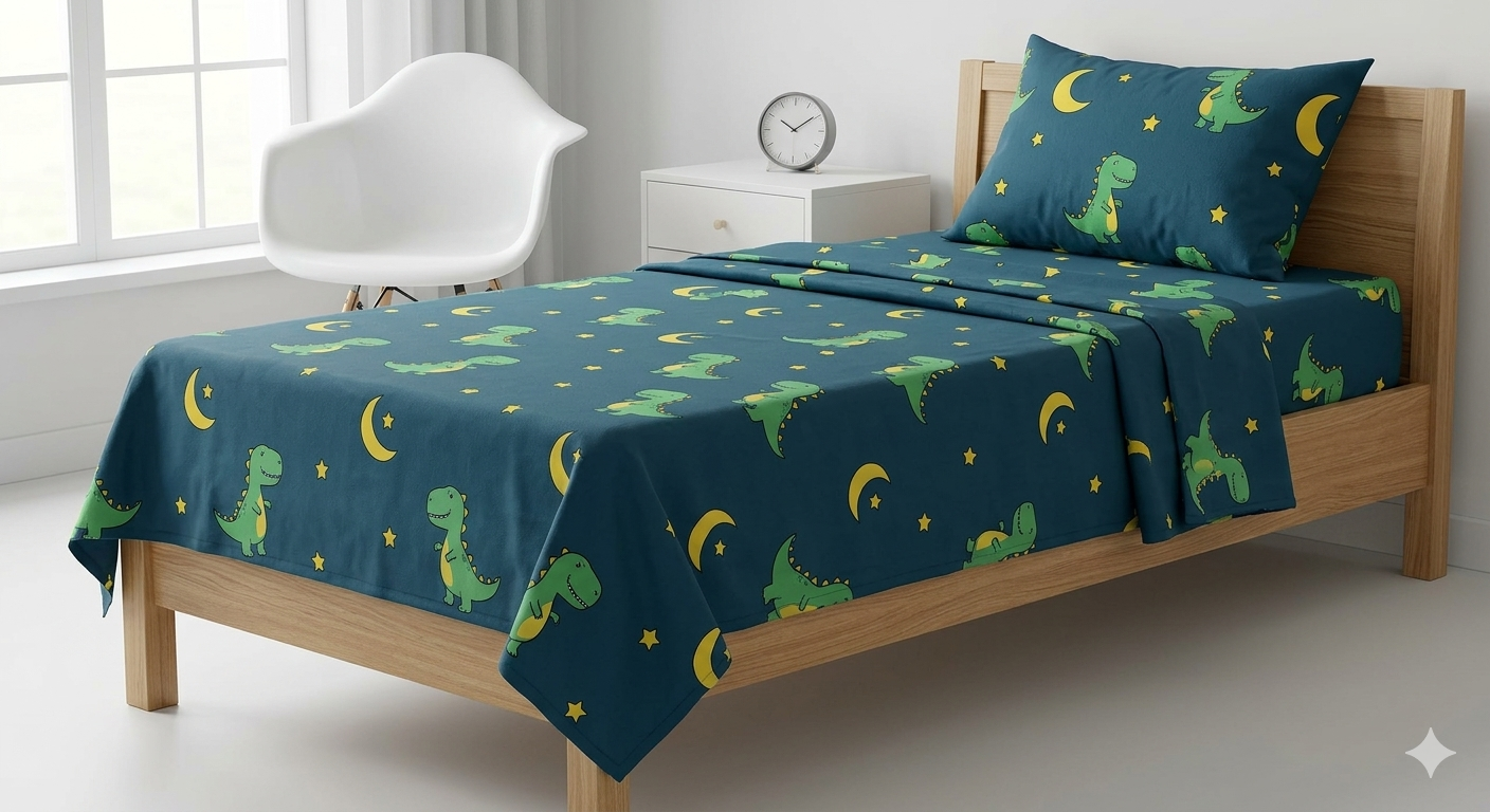 Dino Dreamer Kids Single Bed Sheet