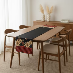 Black Floral Elegance Table Runner