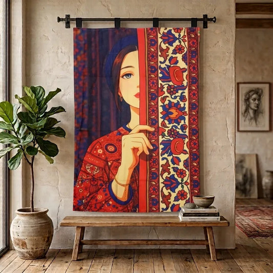 Traditional Folk Girl Wall Hanging Tapestry