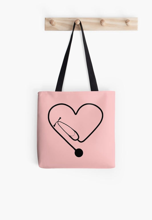 Heart Stethoscope Tote Bag