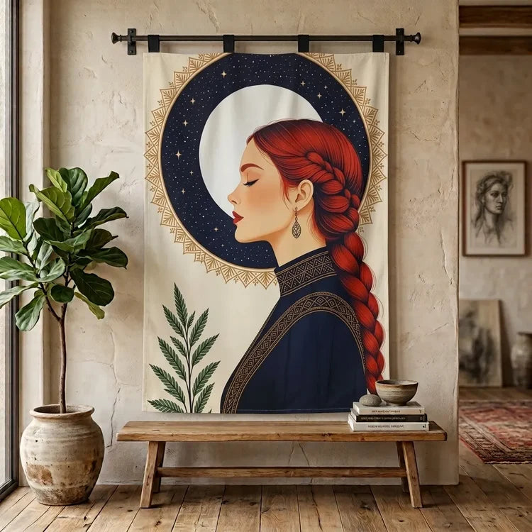 Mystical Braided Maiden Wall Hanging Tapestry