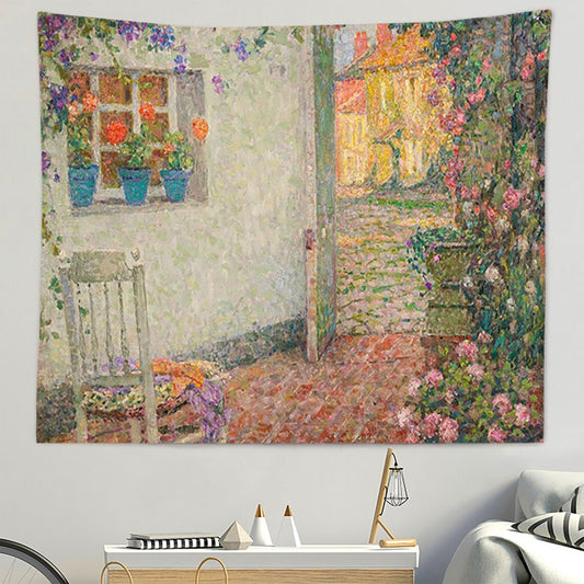 Oil Painting Courtyard Tapestry