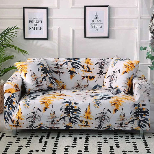 Orange Pine Tree Fitted Sofa Cover