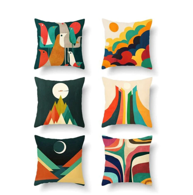 Multi Color Cushion Cover (Pack of 6)