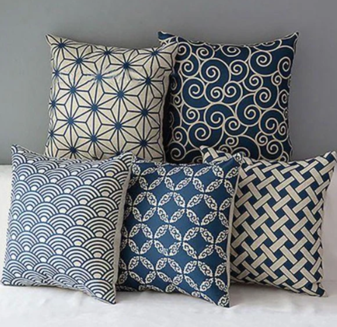 Geometric Linen Cushion Cover Pack 5