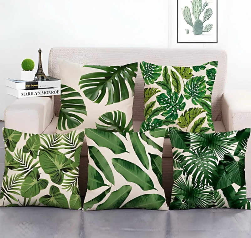 Green Leaf Cushion COVERS (PACK OF 5)