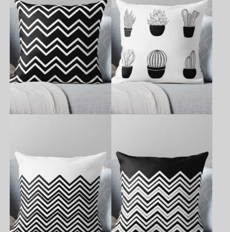 Black and White Cushion Covers (Pack of 4)