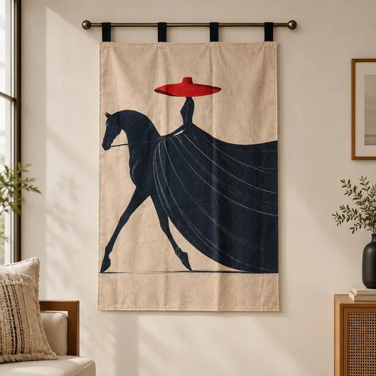 Minimalist Black Horse Wall Hanging Tapestry