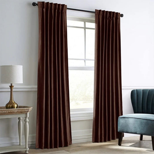 Modern Velvet Curtains with Stainless Steel Eyelets (Pack of 2)