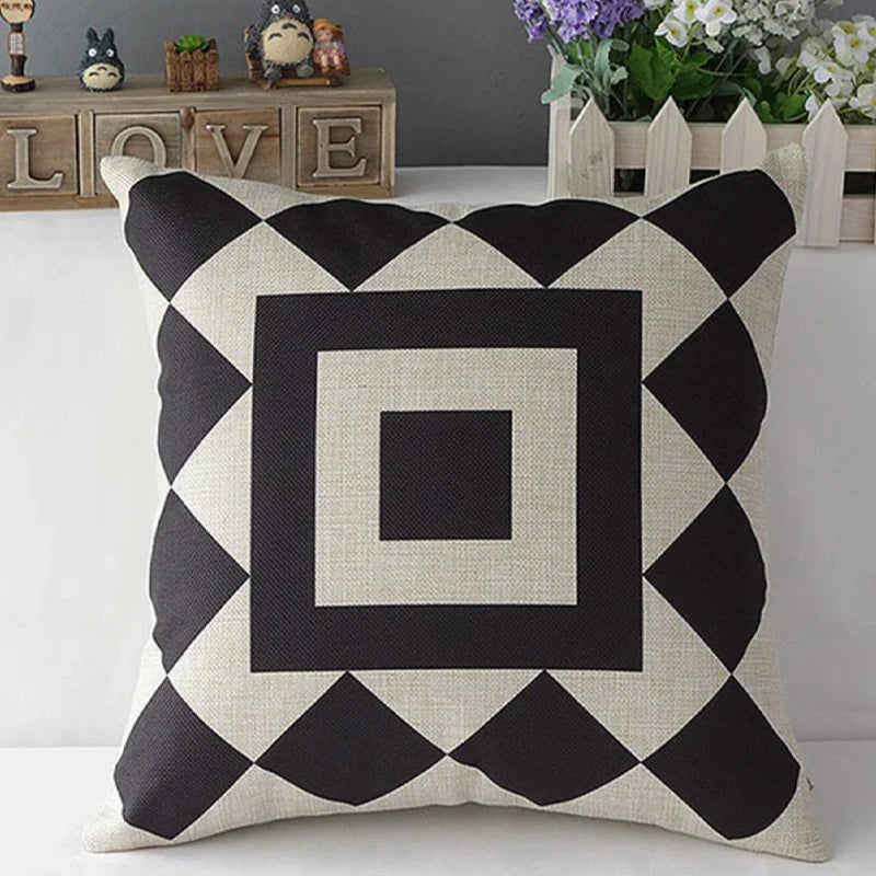 Black & White Geometric Cushion Covers (Pack of 4)