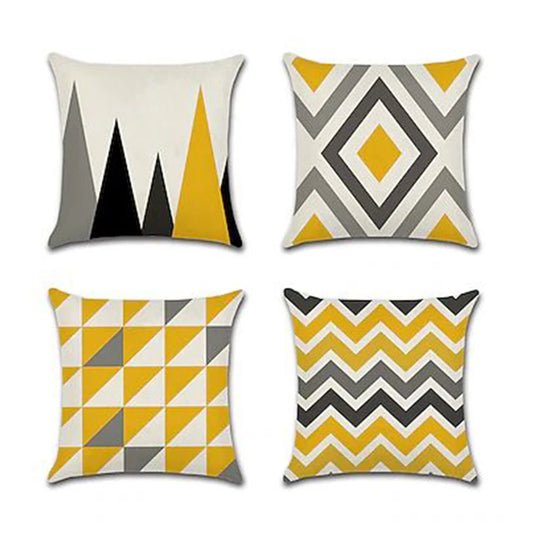 Yellow Grey Cushion Cover Pack 4