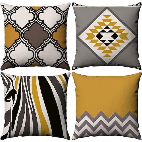 Yellow Mix Cushion Cover Pack of 4