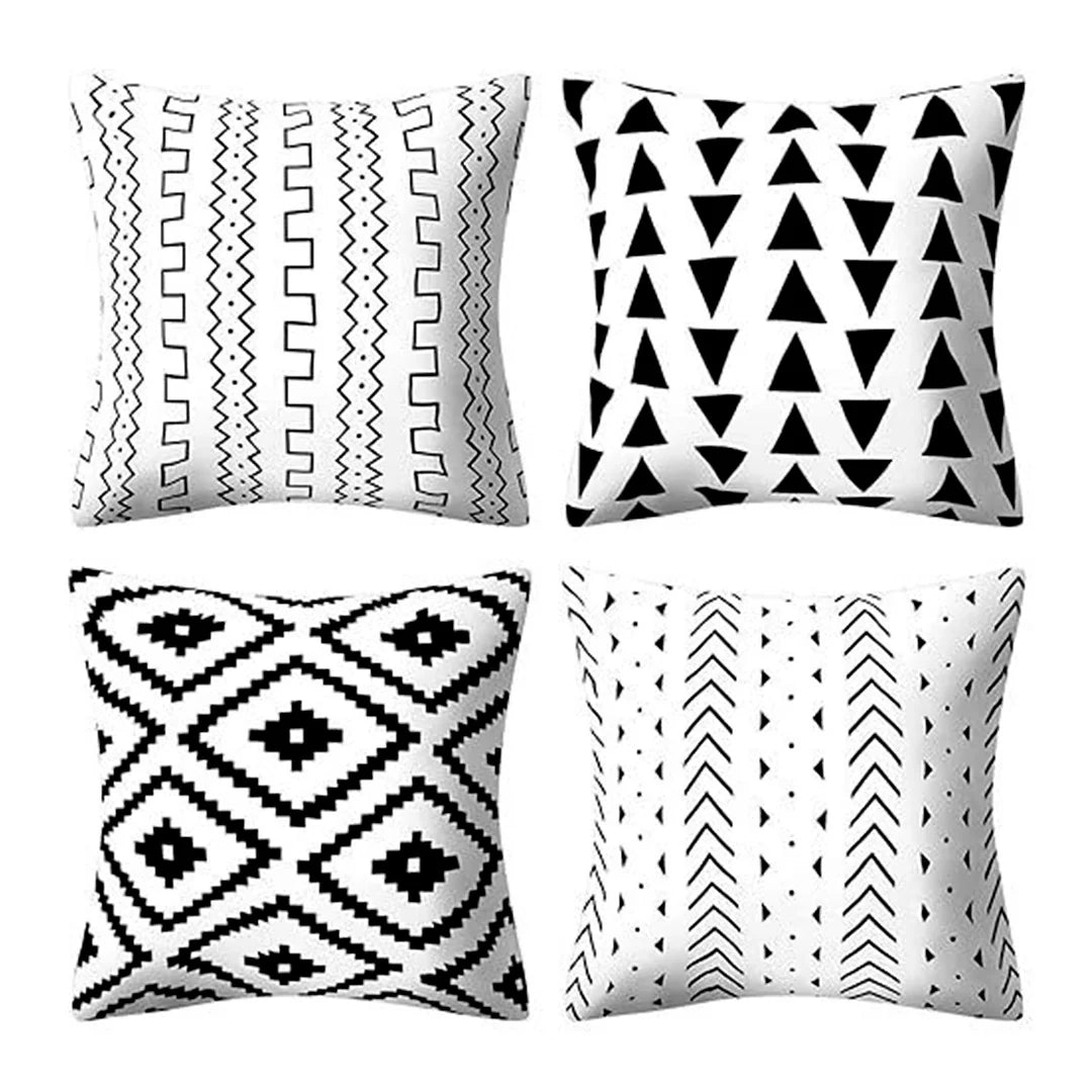 Monochrome Chic Cushion Covers (Pack of 4)