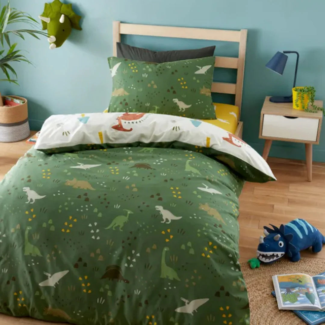 Dino Forest Kids Single Bed Sheet