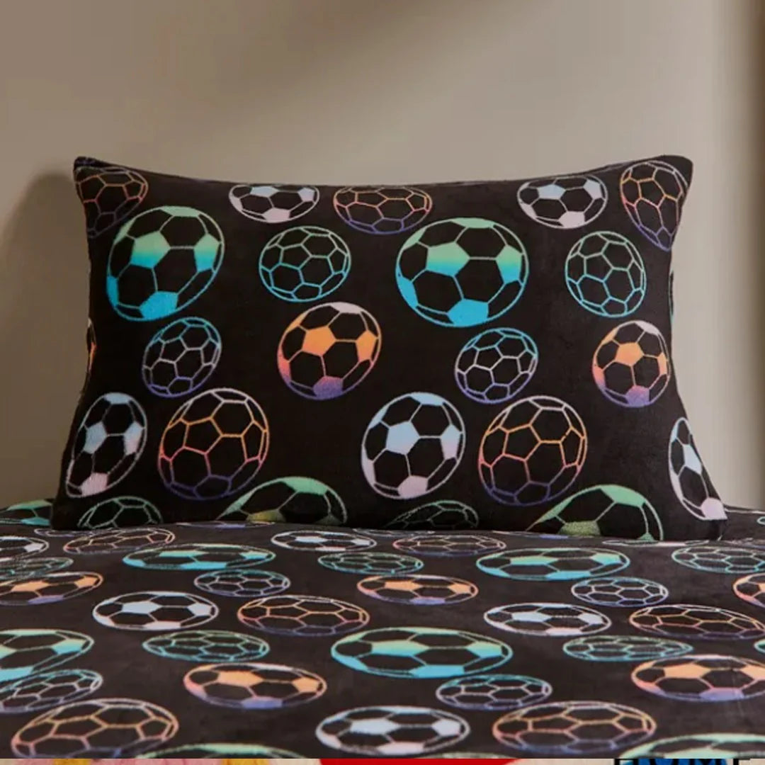 Black Football Kids Single Bed Sheet