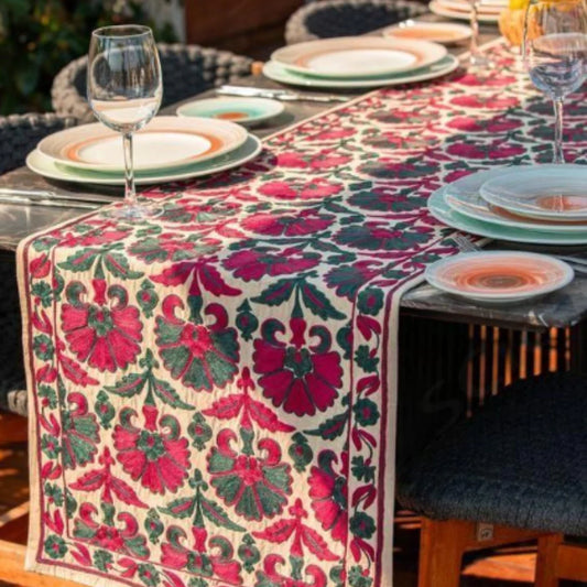 Courtyard Blossom Elegance Table Runner