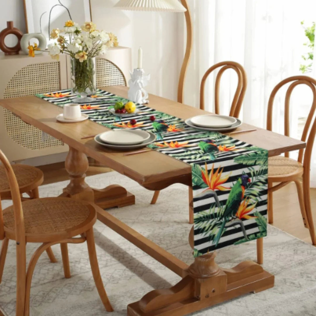 Black & White Wildlife Table Runner