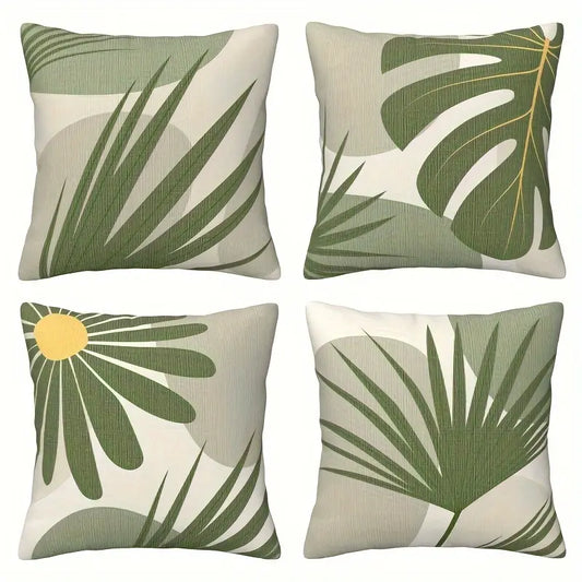 Forest Green Leaves Cushion Covers (Pack of 4)